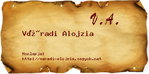 Váradi Alojzia névjegykártya